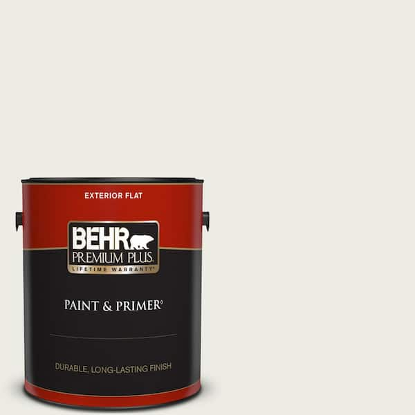 BEHR PREMIUM PLUS 1 gal. #BWC-20 Melting Icicles Flat Exterior Paint & Primer