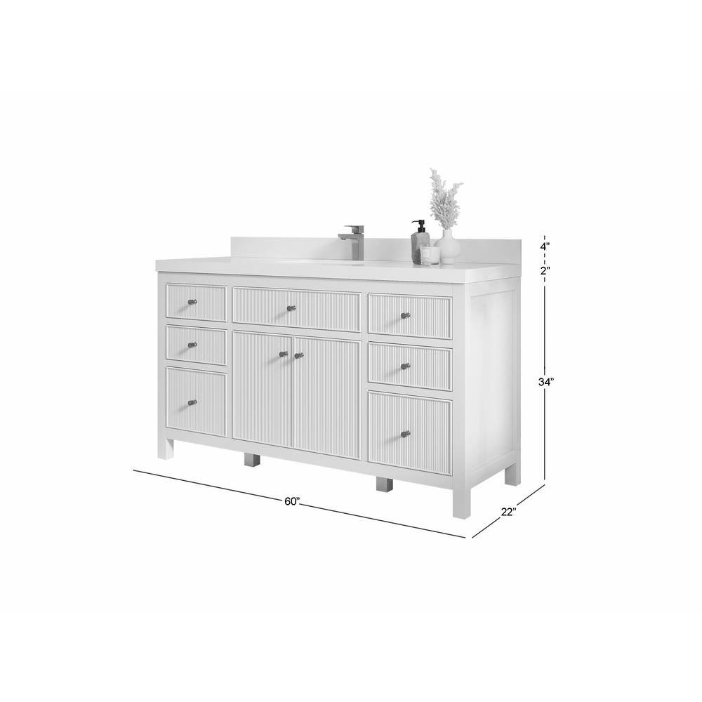 Sonoma 60" Alabaster Bathroom Vanity with Pearl Gray Top