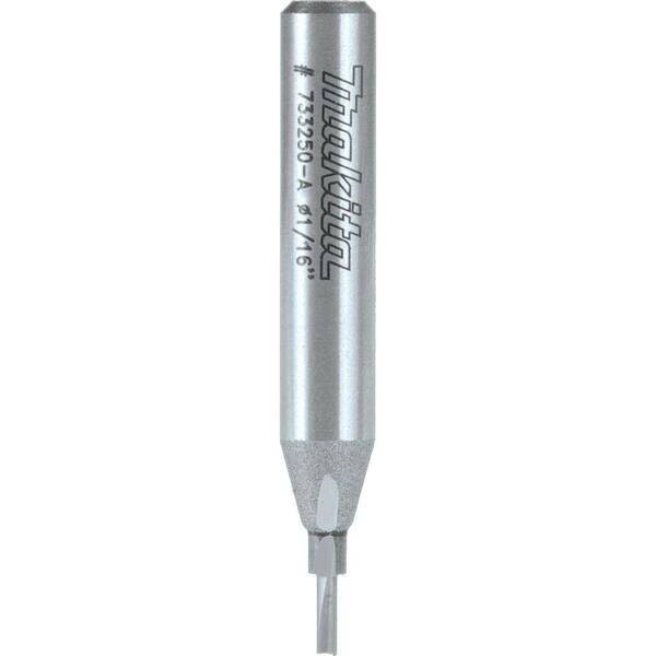 Makita 1/16 in. x 3/16 in. Solid-Carbide 2-Flute Straight Router Bit with 1/4 in. Shank