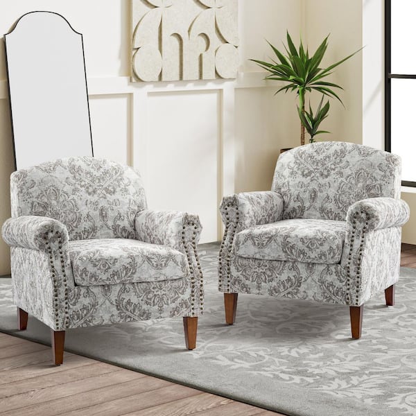 JAYDEN CREATION Gianluigi Beige Armchair with Nailhead Trims (set of 2)