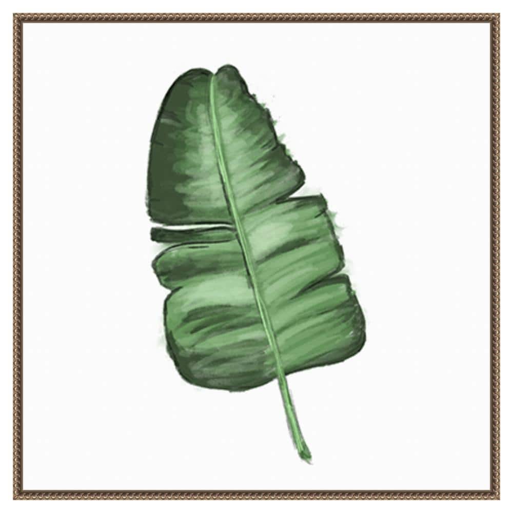 Leaves of the Tropics I Green Canvas Print with Bronze Frame