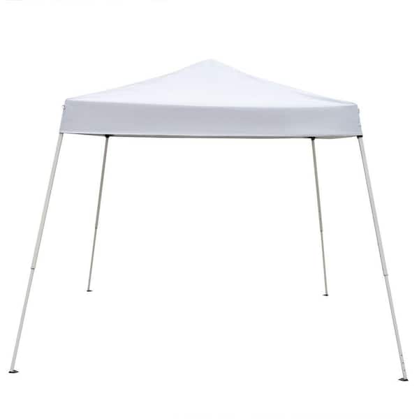 8 ft. x 8 ft. White Slant Leg Pop Up Canopy Tent Portable Folding Gazebo with Carrying Bag Outdoor Patio Shade Shelter