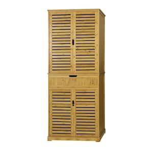 72 in. H Bamboo Kitchen Storage Pantry Cabinet Closet with Doors and Adjustable Shelves
