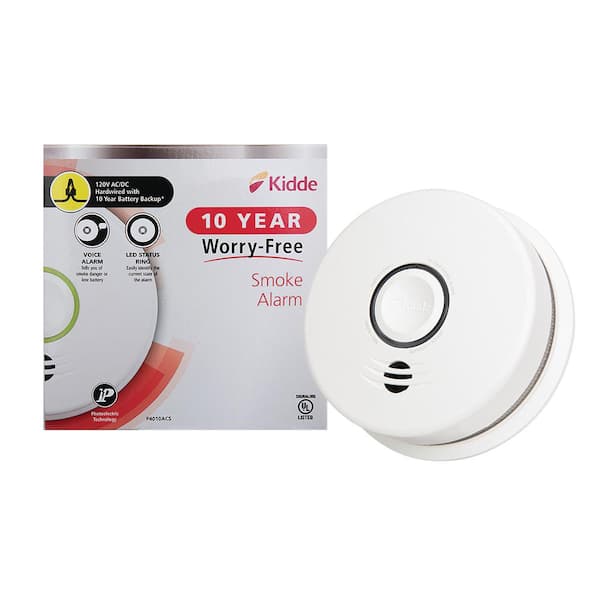 Kidde 10 Year Worry-Free Hardwired Smoke Detector with Voice Alarm and Ambient Light Ring