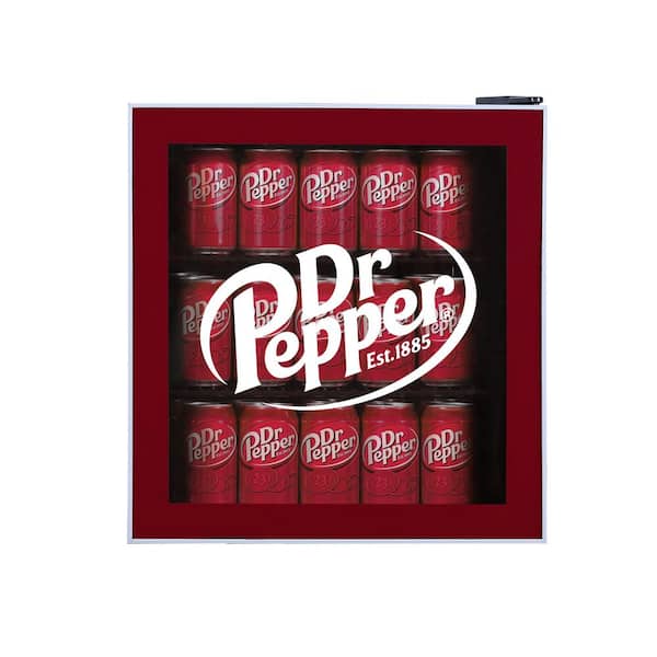 Dr Pepper Themed 17.5 in. Holds 50 (12 oz.) Cans or 17-Bottles Glass Door Compact Fridge Beverage Cooler