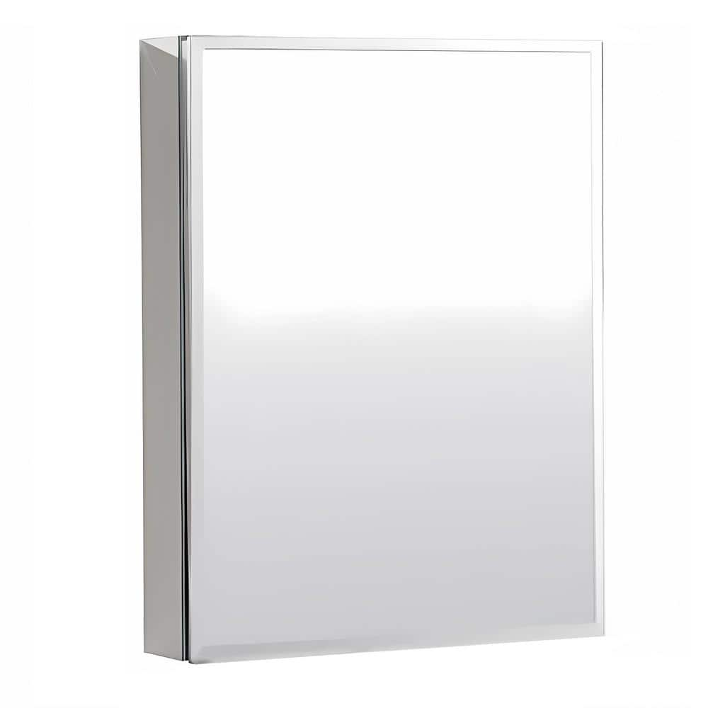 20 in. W x 26 in. H Rectangular Aluminum Silver Surface or Recessed Mount Bathroom Medicine Cabinet with Mirror