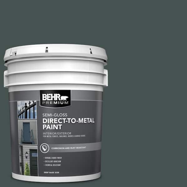 BEHR PREMIUM 5 gal. #MQ6-44 Black Evergreen Semi-Gloss Direct to Metal Interior/Exterior Paint