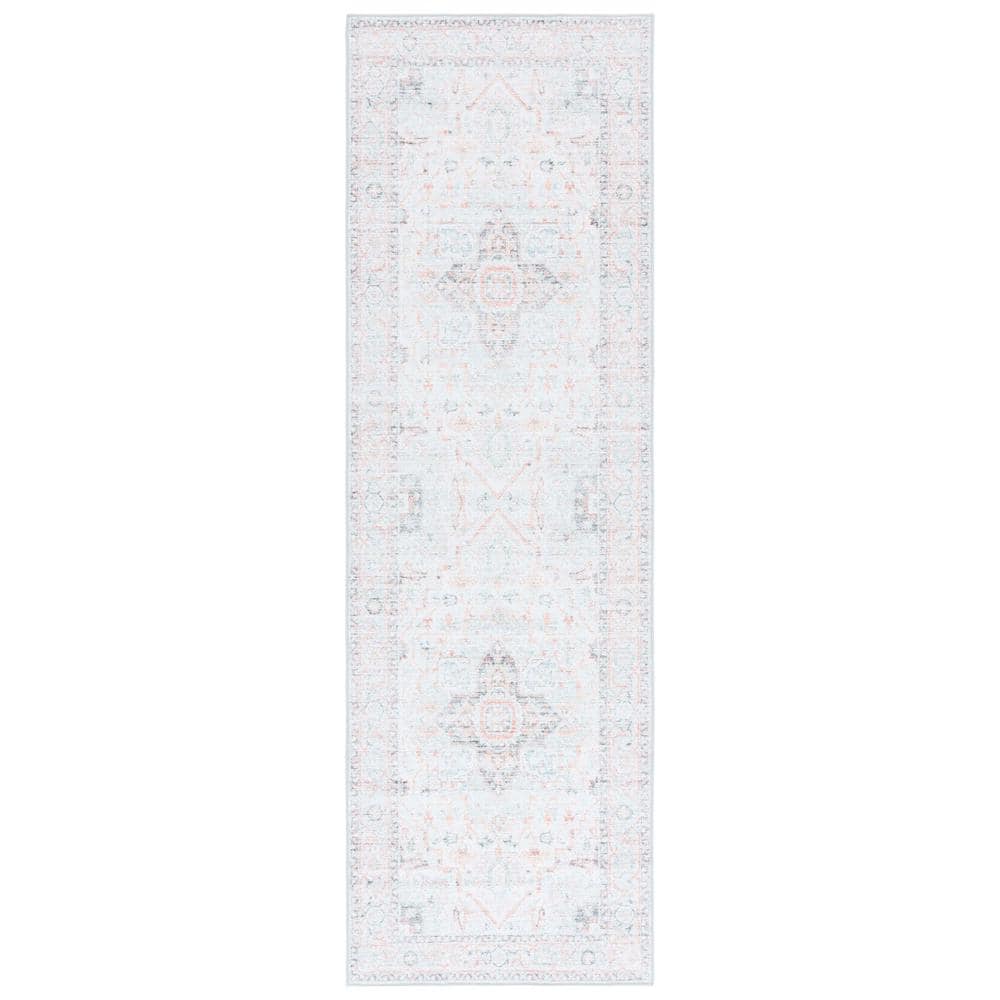 Arizona Light Gray/Light Green 3 ft. x 8 ft. Distressed Border Ornate Machine Washable Runner Rug price history on PriceWatchPro