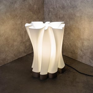 Flame 13.5 in. White/Brown Modern Bohemian Plant-Based PLA 3D Printed Dimmable LED Table Lamp