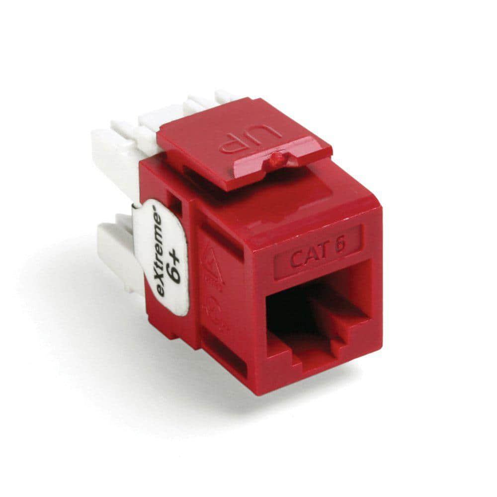 Leviton QuickPort Extreme CAT 6 T568A/B Wiring Connectors, Crimson (25-Pack)