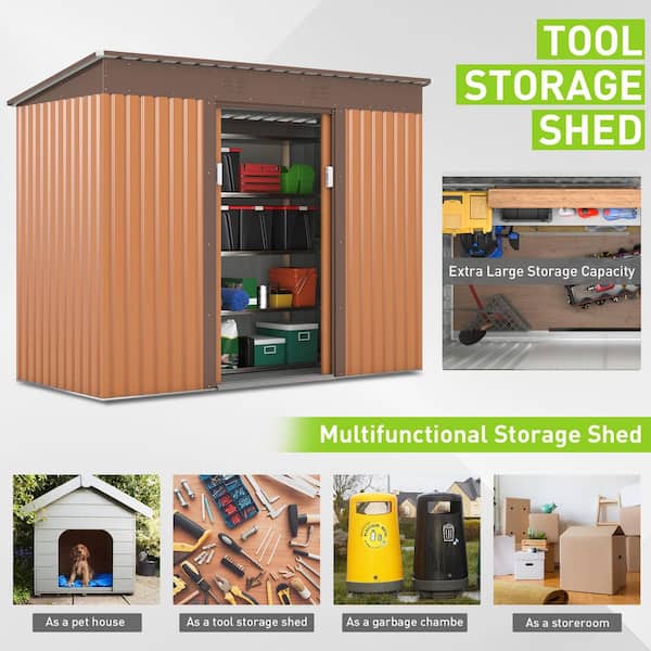 JAXPETY 9.1 ft. W x 4.3 ft. D Outdoor Storage Shed, Metal Garden