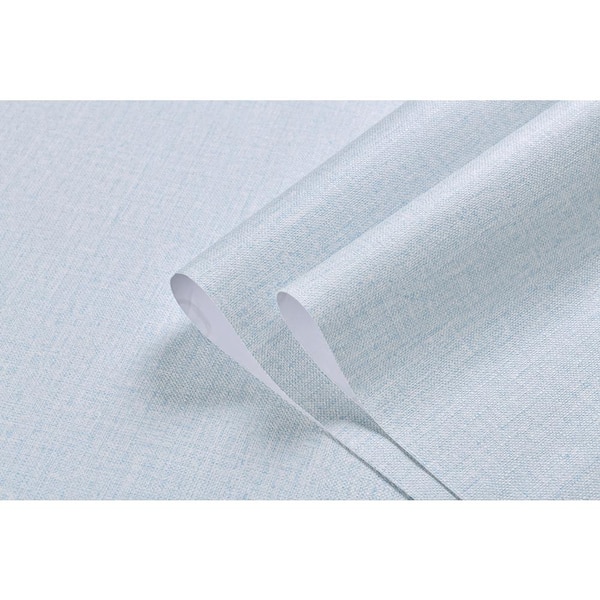 Ejoy Linen Texture Vinyl Peel and Stick Wallpaper Roll, LightBlue, 2 ft. x 33 ft./Roll(1 Roll)