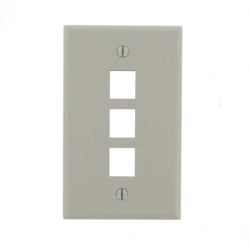 Gray High-Impact Plastic Single-Gang 3-Port Wall Plate