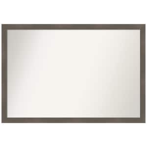 Edwin Clay Grey 38.5 in. x 26.5 in. Non-Beveled Casual Rectangle Wood Framed Bathroom Wall Mirror in Gray