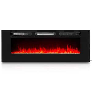 50 in. 5,100 BTU Recessed In-Wall Electric Heater Smokeless Fireplace with 3-Changeable Flame Color and Remote Control