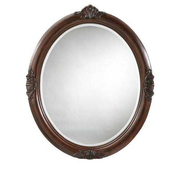 Home Decorators Collection Winslow 37 in. L x 30 in. W Oval Decorative Wall Mirror in Antique Cherry