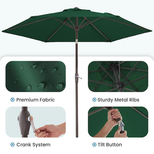costway 9ft patio umbrella Costway 9 ft Patio Umbrella with Weighted Base Sandbags Push Button Tilt Crank Sturdy Ribs Turquoise