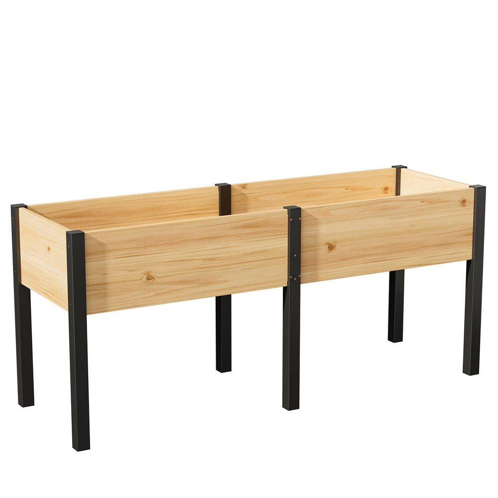 71 in. L x 23 in. W x 32 in. H Elevated Garden Bed with 2-Planting Areas, Wooden Planter Box with Metal Frame, Yellow price history on PriceWatchPro