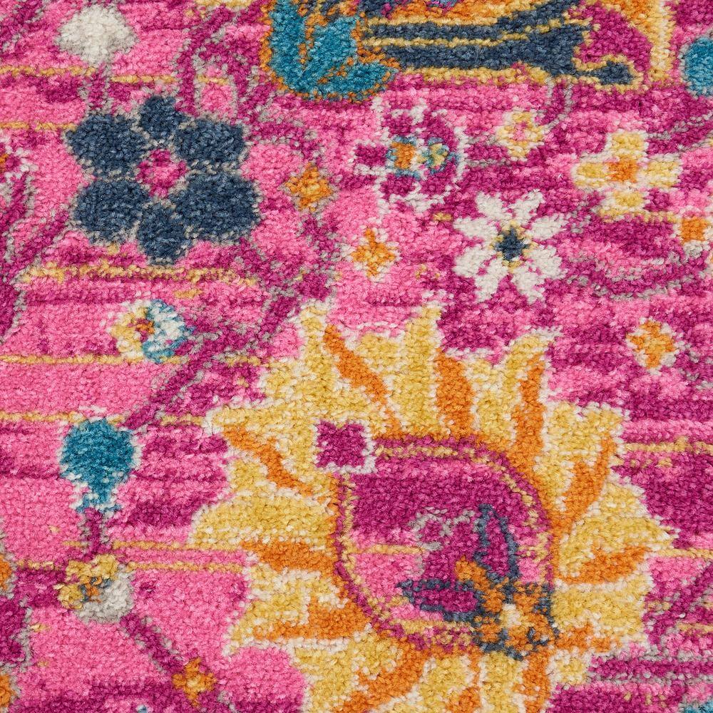 Fuchsia Floral Synthetic Runner Rug with Latex Backing