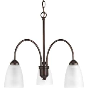 Gather Collection 3-Light Antique Bronze Etched Glass Traditional Chandelier Light
