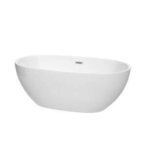 Juno 5.3 ft. Acrylic Flatbottom Non-Whirlpool Bathtub in White with Brushed Nickel Trim
