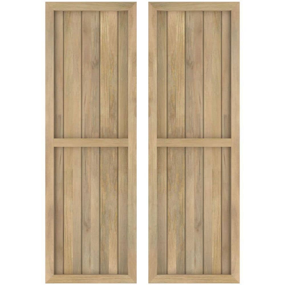 17-1/2-in W x 46-in H Americraft 5 Board Exterior Real Wood Two Equal Panel Framed Board and Batten Shutters Unfinished price history on PriceWatchPro