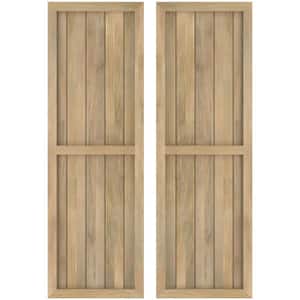 17-1/2-in W x 48-in H Americraft 5 Board Exterior Real Wood Two Equal Panel Framed Board and Batten Shutters Unfinished