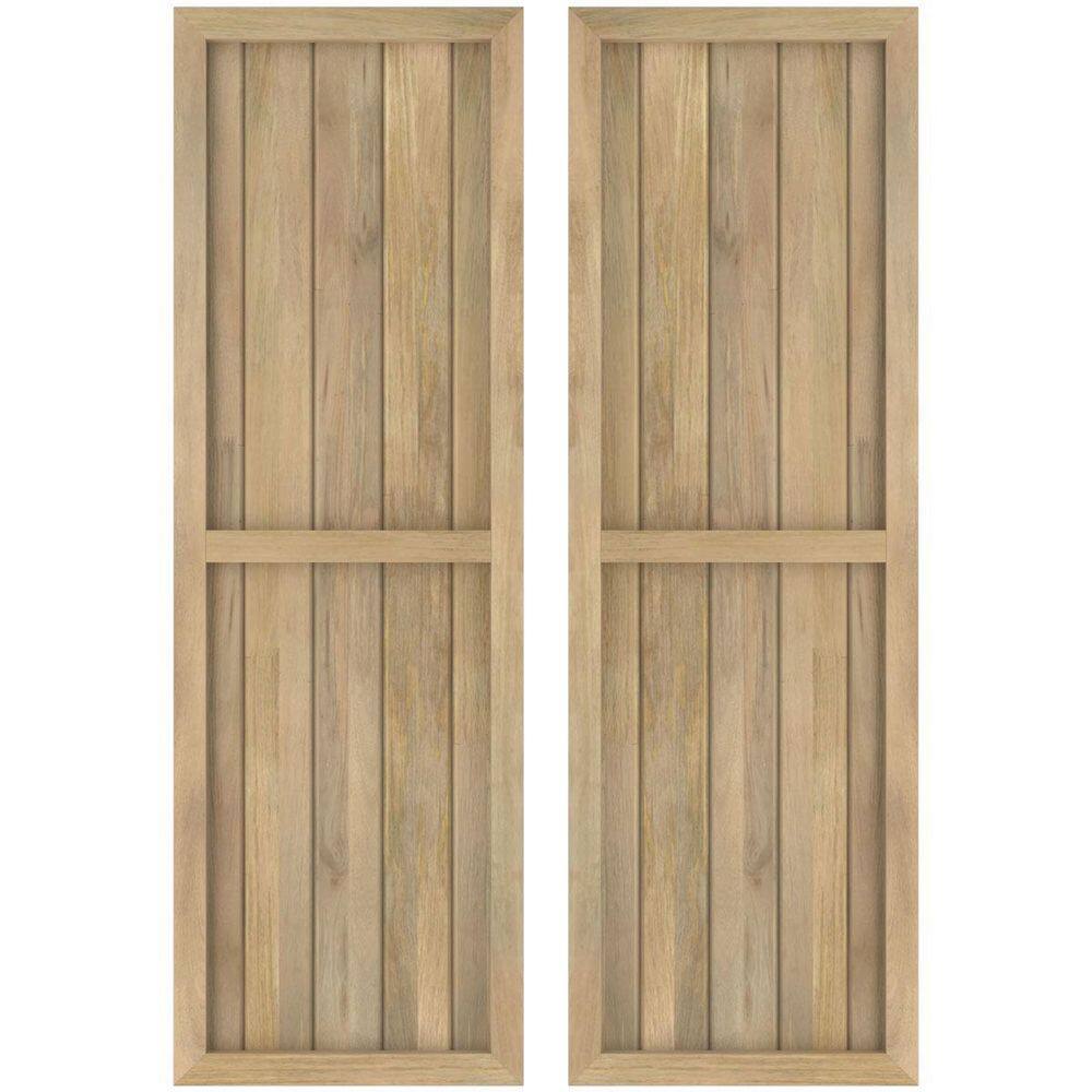 17-1/2 in. W x 52 in. H Americraft 5-Board Exterior Real Wood 2 Equal Panel Framed Board and Batten Shutters Unfinished price history on PriceWatchPro