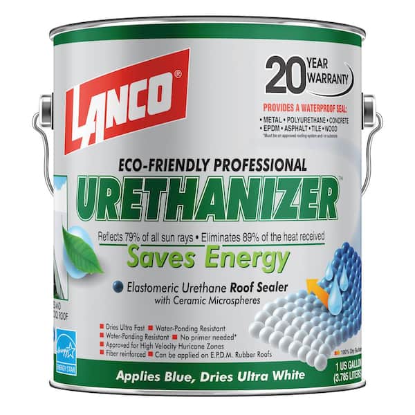 Lanco Urethanizer 1 Gal. 100% Acrylic Urethane Elastomeric White Reflective Roof Sealer