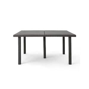 64 in. Square PE Wicker Outdoor Dining Table in Gray