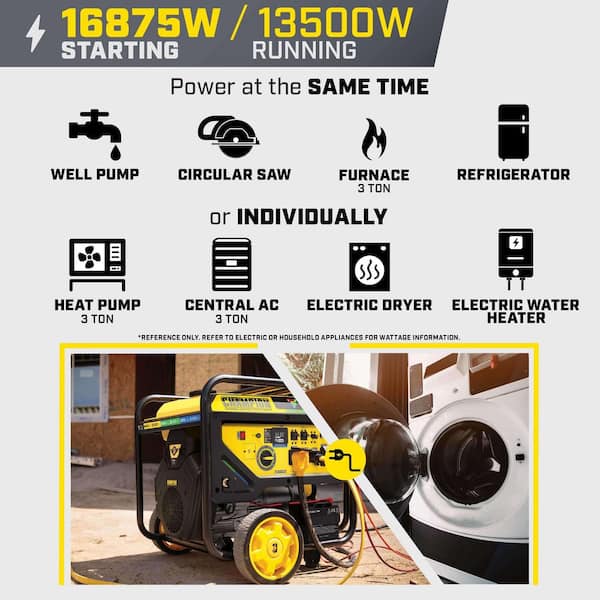 Champion Power Equipment 16,875/13,500-Watt Electric Start