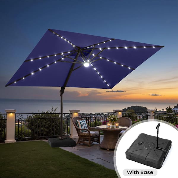 Crestlive Products 11 ft. x 9 ft. Solar Powered Outdoor Cantilever Umbrella with Wheeled Base Double Top Offset Patio Umbrella in Navy Blue CL-UWB8839NAV - The Home Depot Crestlive Products 11 ft. x 9 ft. Solar Powered Outdoor Cantilever Umbrella with Wheeled Base Double Top Offset Patio Umbrella in Navy Blue CL-UWB8839NAV - The Home Depot