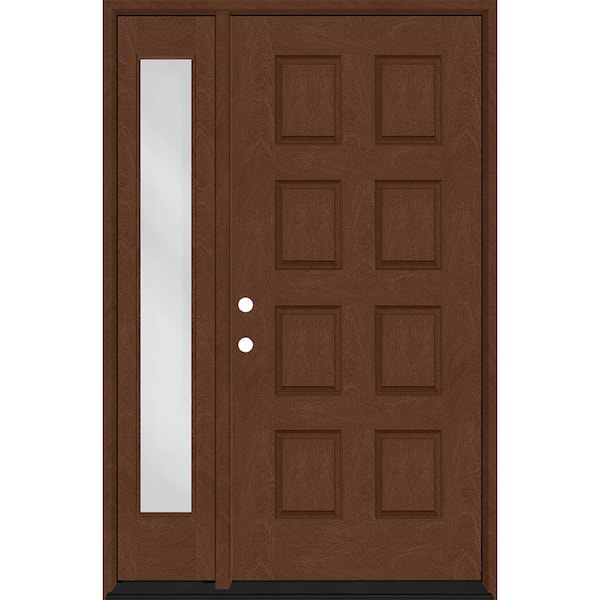 Steves & Sons Regency 57 in. x 96 in. 8-Panel RHIS Chestnut Stain Mahogany Fiberglass Prehung Front Door with 12 in. Sidelite