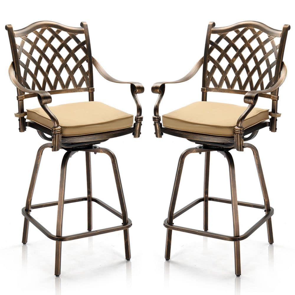 50 in. Cast Aluminum Swivel Outdoor Bar Stool with Cushion (2-Pack) price history on PriceWatchPro
