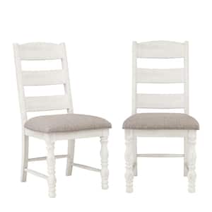 Heston Rustic White Fabric Ladderback Side Chair (Set of 2)