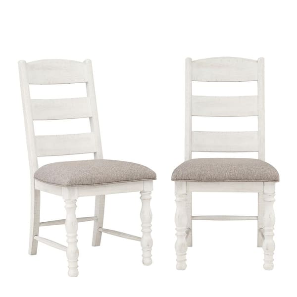 Steve Silver Heston Rustic White Fabric Ladderback Side Chair (Set of 2)
