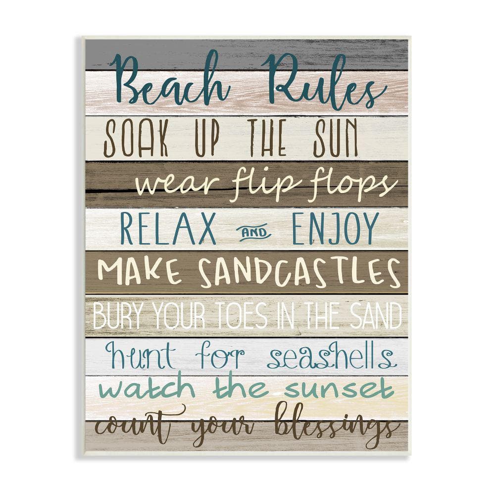 Stupell Industries Nautical Fun Beach Rules List Rustic Boardwalk by Kim Allen - Textual Art Print