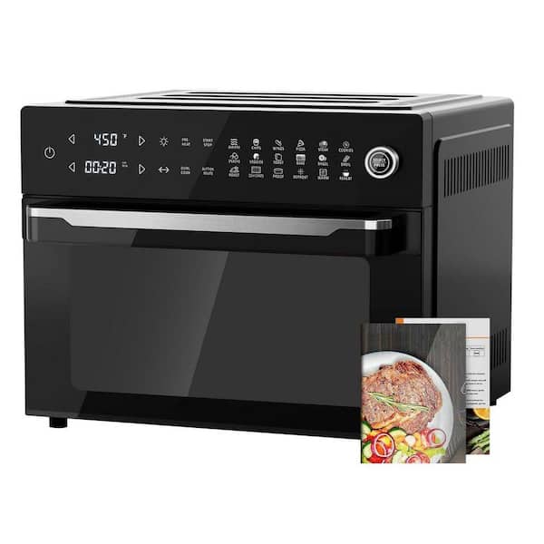 32-Quart Black Large Air Fryer Oven with Rotisserie, Dehydrator, 19-In-1 Digital Features, Fits 13" Pizza