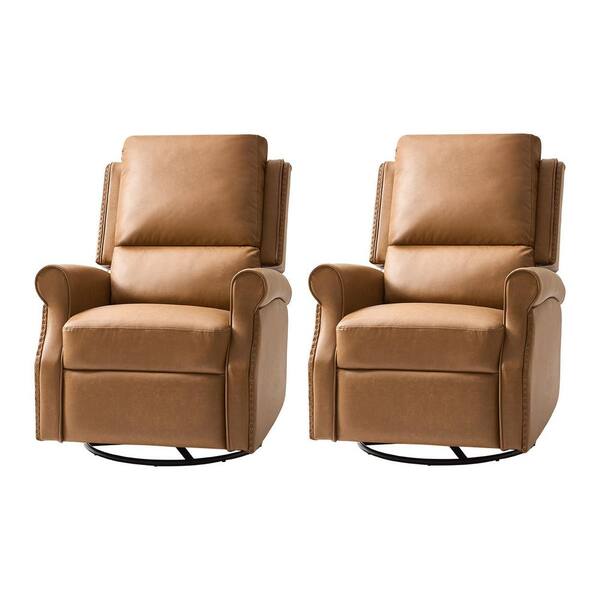 JAYDEN CREATION Jazm Camel Faux Leather Swivel Rocker Manual