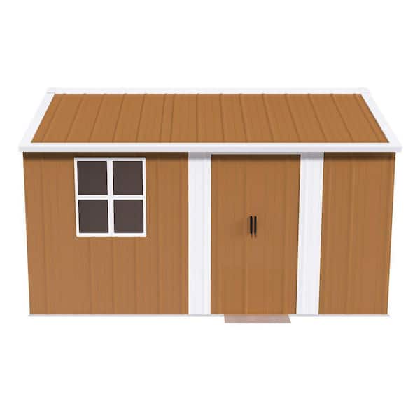12 ft. W x 8 ft. D Brown Metal Shed with Windows, Lockable Door and Ventilation (96 sq. ft. )