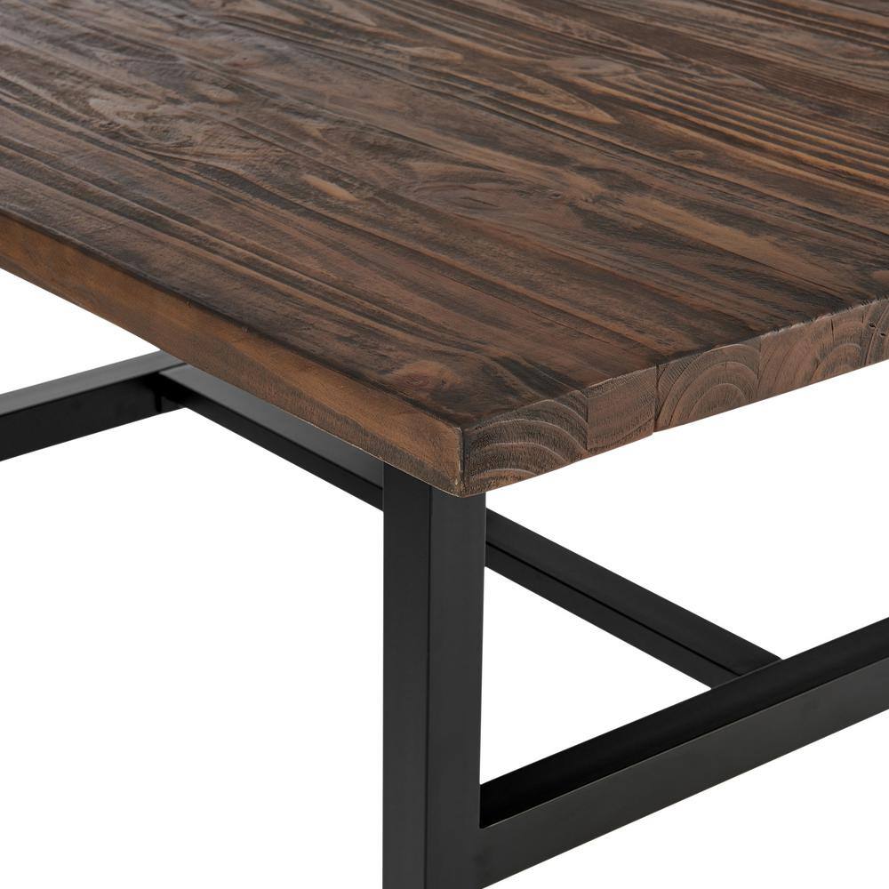 Pomona Reclaimed Wood and Metal Dining Table, Rustic Natural Finish