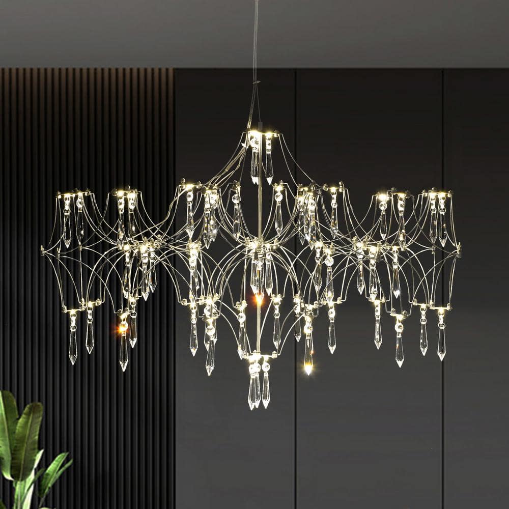 "Estrella 1-Light 28.7"" LED Crystal Chandelier in Silver Modern Starburst Ceiling Light for Bedroom Hallway Living Room" price history on PriceWatchPro