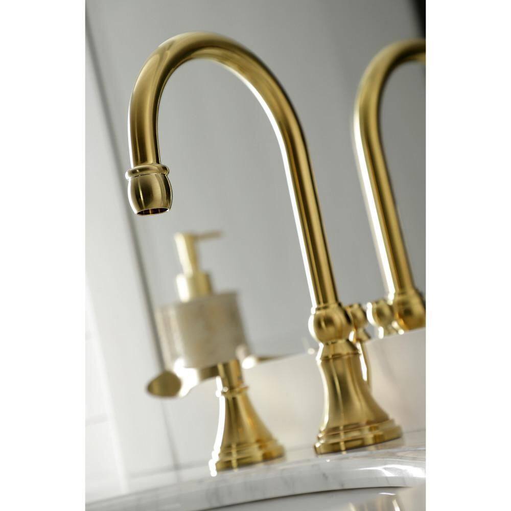 Brushed Brass Classical Nouveau French Widespread Bathroom Faucet