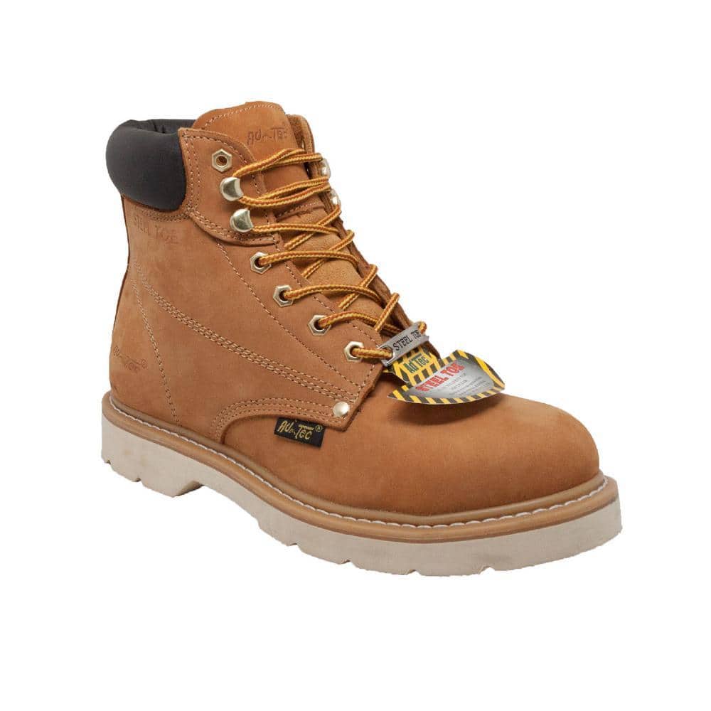 Men's 6'' Work Boots - Steel Toe - Tan Size 9(W)