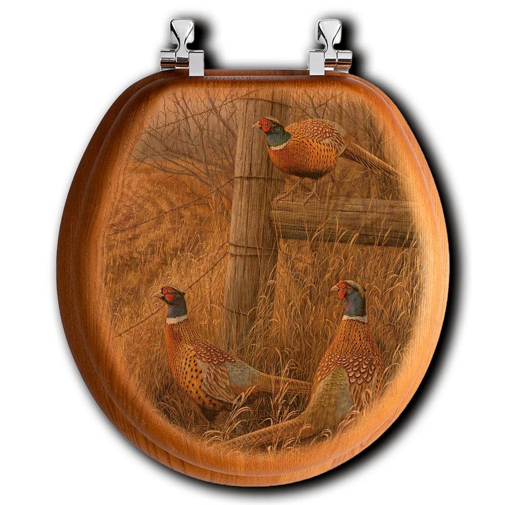 Abandoned Fenceline Round Closed Front Wood Toilet Seat in Oak Brown TS