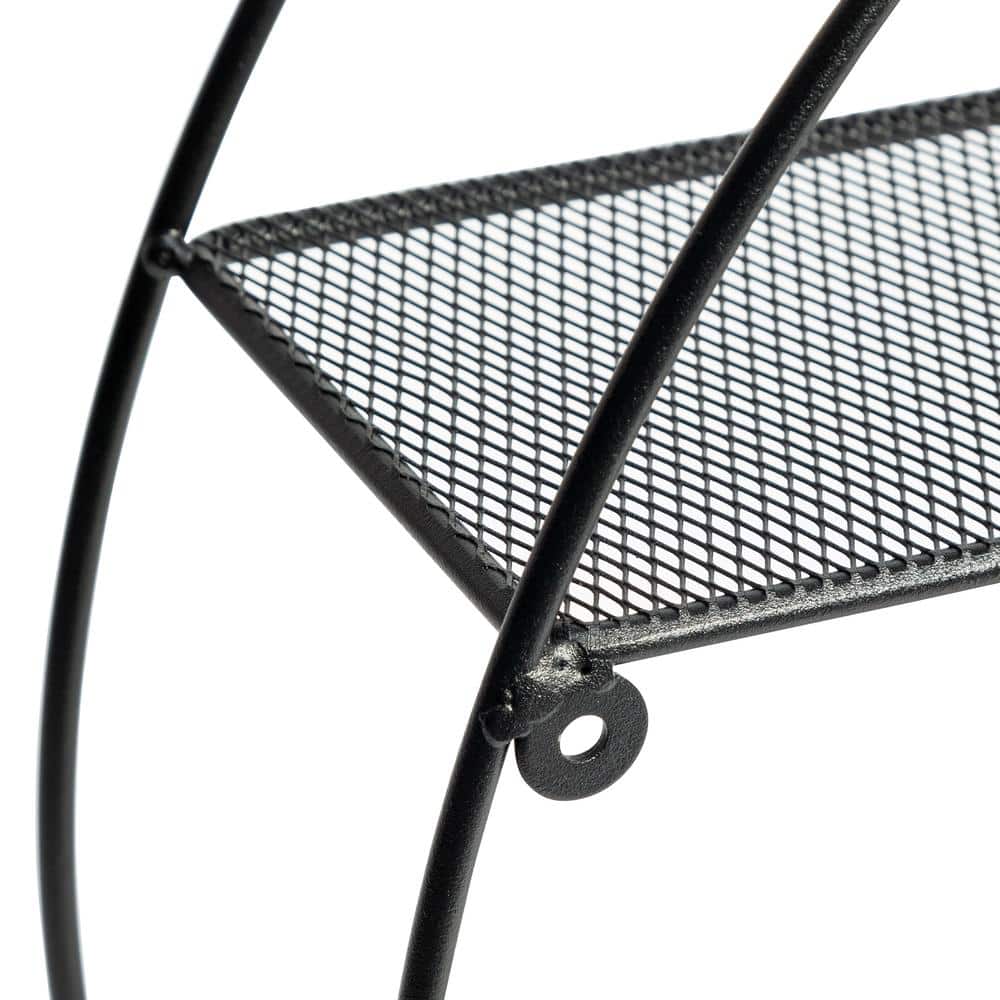 Marlow 21.65" Black Steel Floating Round Wall Shelf