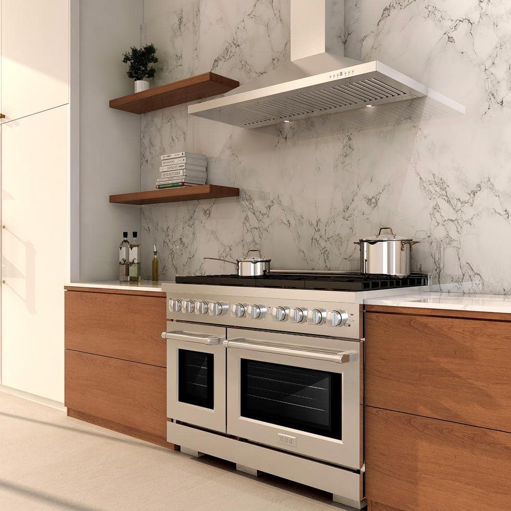 ZLINE 48" Stainless Steel Dual Fuel Range with 8 Burners