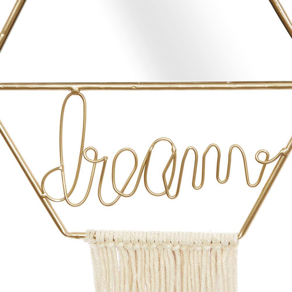 Gold Geometric Wall Mirrors with Fringe Tassels, Set of 2