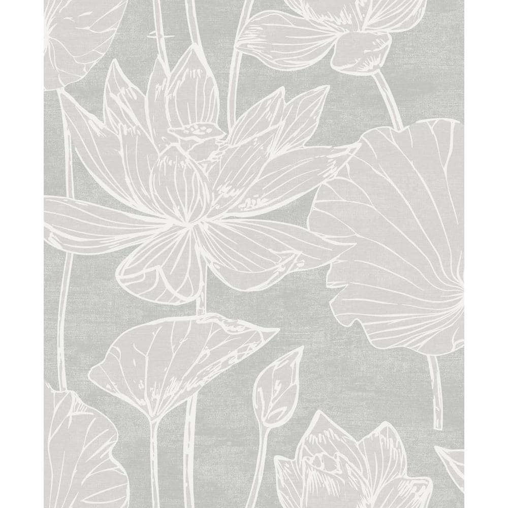 Seabrook Designs 57.5 sq. ft. Shadow Water Lilies Nonwoven Paper ...