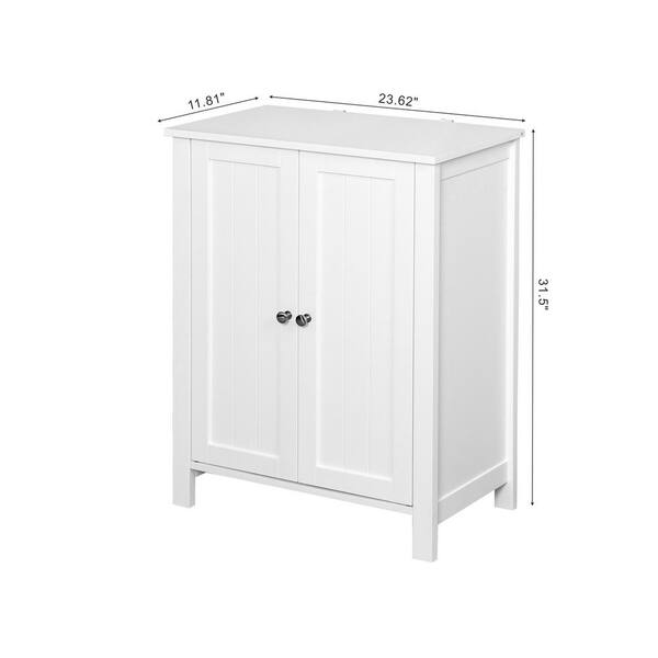 23.62 in. W x 11.81 in. D x 31.5 in. H White Bathroom Linen Cabinet Floor Storage Cabinet